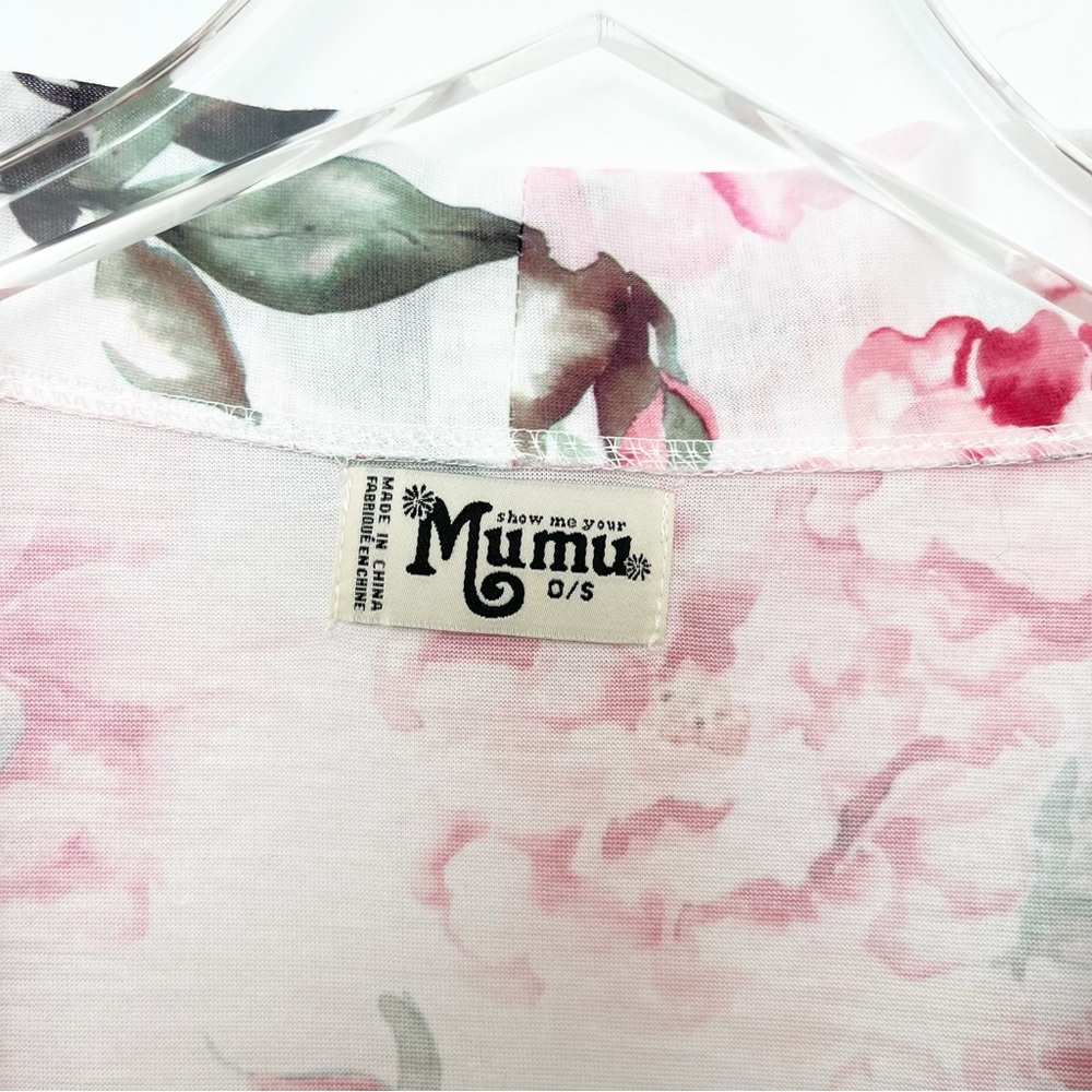 Show Me Your MuMu Robe Kimono White with Pink floral print One Size - Picture 7 of 11